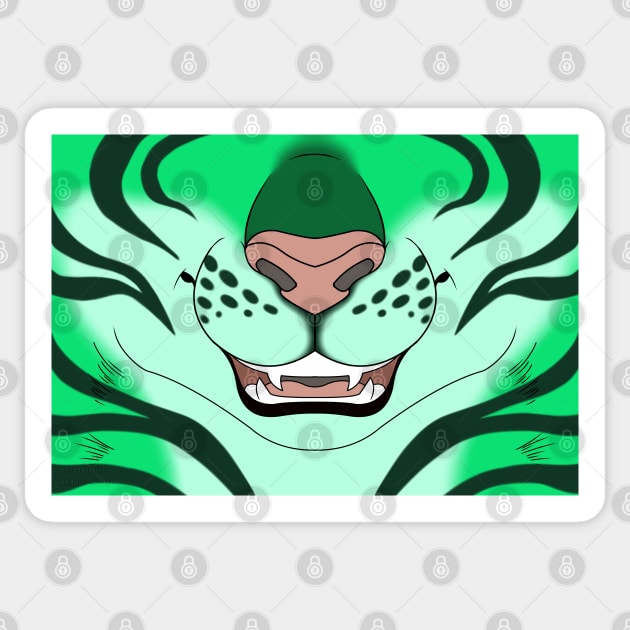 Mint Tiger Face Sticker by KeishaMaKainn